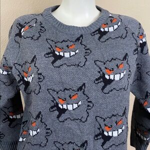 GENGAR Pokémon grey gravy knit crew neck sweater 3/4 sleeve super cute ❤️